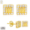 925-ES517 - 925 Sterling Silver Square with CZ Halo Nugget Push Back Earrings image 0