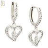 ES494 - 316L Stainless Steel Dangling Virgin Mary in Heart Huggies Earrings image 1