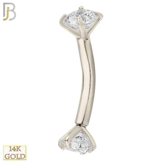 14-EC04 - 14k Solid Gold Eyebrow Prong Setting Zircon Design Internal Threaded Screw image