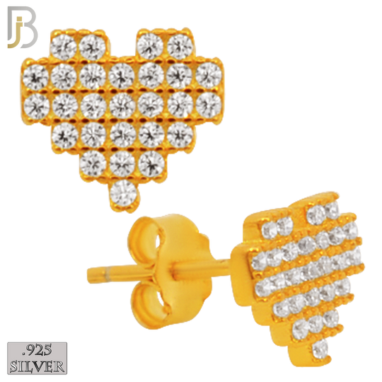 925-ES228 – 925 Sterling Silver Pixelated Heart Design Earring Stud with Multi Zircon image 3
