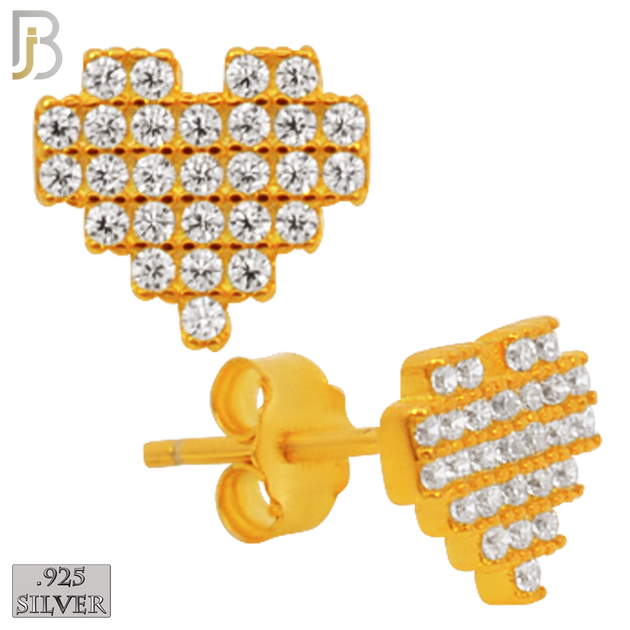 925-ES228 – 925 Sterling Silver Pixelated Heart Design Earring Stud with Multi Zircon image 3