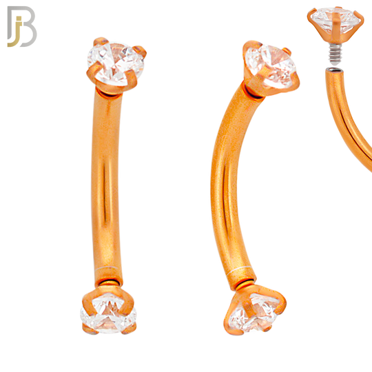 EC04RC - 316L Surgical Steel Rose Gold Plated Curved Prong Setting Zircon Internally Threaded (PACK OF 6) image