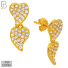 925-ES304 - .925 Sterling Silver Double Heart with Zircon Design Stud Earrings image 2