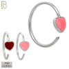 925-CT133-  925 Silver Heart Nose Hoops with Enamel - (Pack of 6) image 0