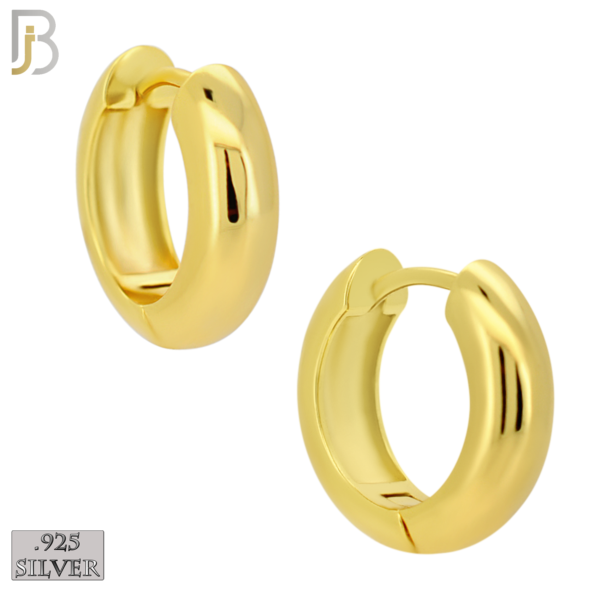 925-ES467 - 925 Sterling Silver Plain Thick Huggies Hoop Earrings image 3