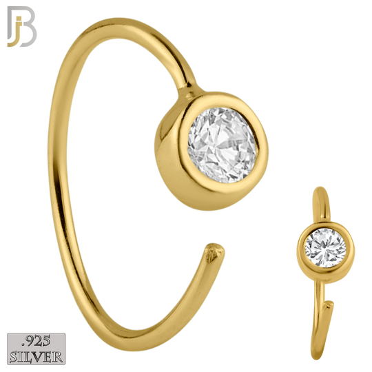 925-CT08 - 925 Sterling Silver 22g Thickness Bezel CZ Hoops Piercing (PACK OF 6) image 1
