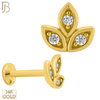 14-LB47 - 14k Yellow Gold Three Leaf Labret with CZ - Yellow Gold image