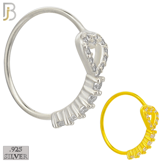 925-CT113 -  925 Sterling Silver Heart Design with Line of Multi Zircon Nose Hoops (Pack of 6) image 0