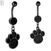 N004 - 316L Stainless Steel Dangling Dog Paw Print Sandpaper Design Belly Ring with 4mm Screw Ball image 4