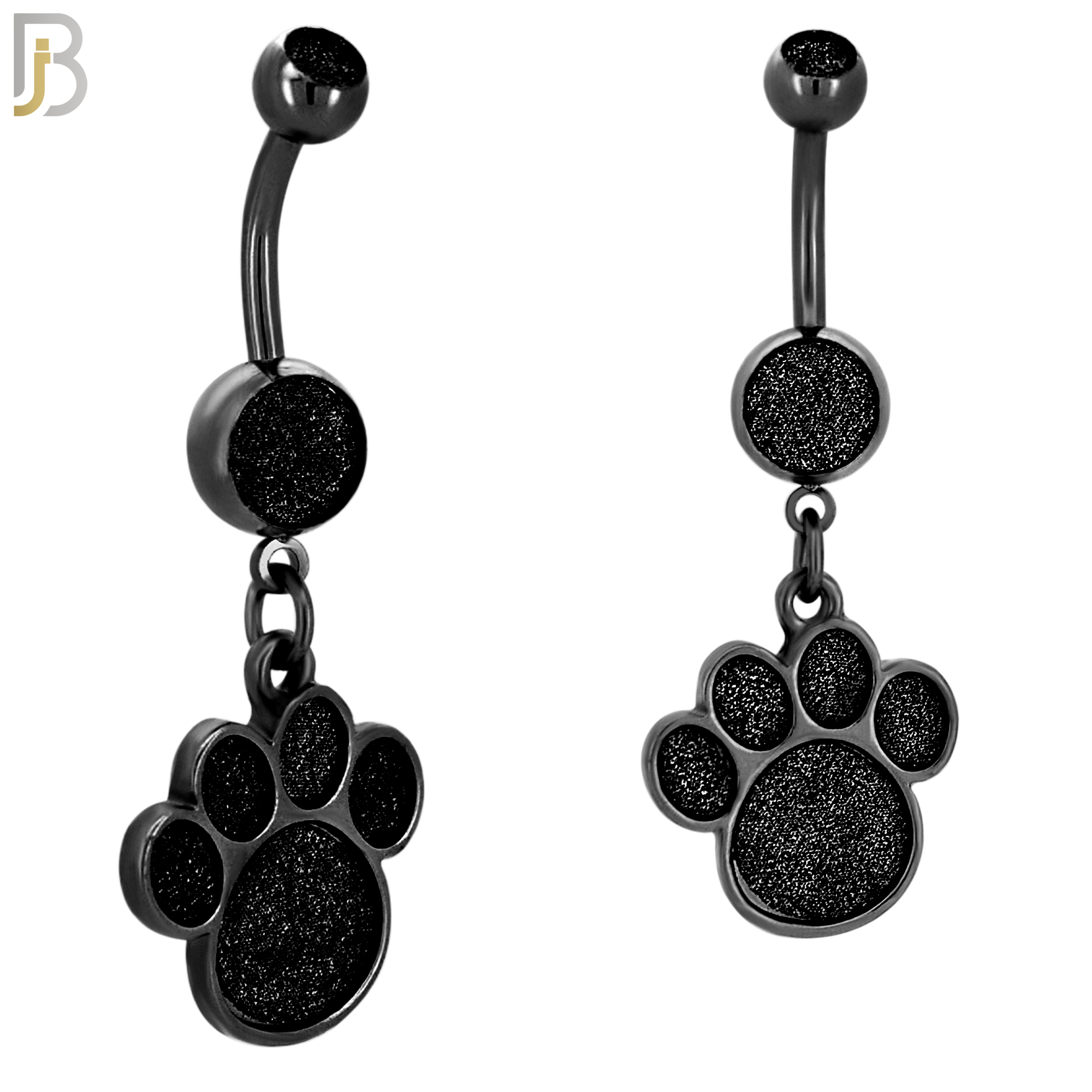 N004 - 316L Stainless Steel Dangling Dog Paw Print Sandpaper Design Belly Ring with 4mm Screw Ball image 4