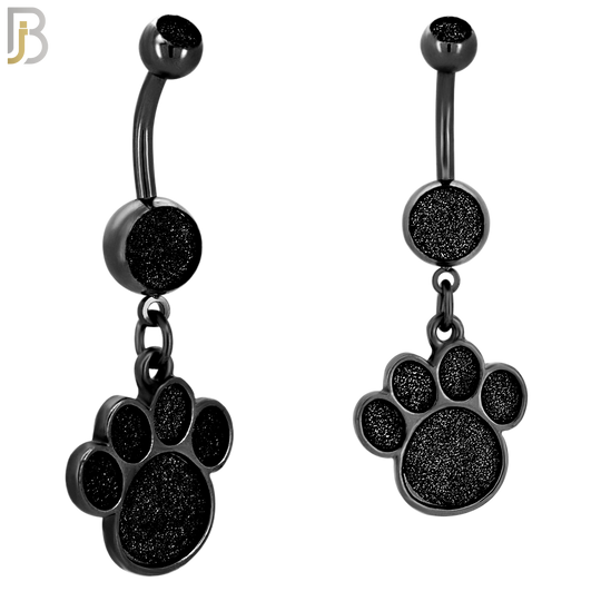 N004 - 316L Stainless Steel Dangling Dog Paw Print Sandpaper Design Belly Ring with 4mm Screw Ball image 4