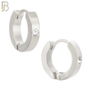 ES116S - 316L Stainless Steel Plain Huggies with Single Zircon Clip On image 1