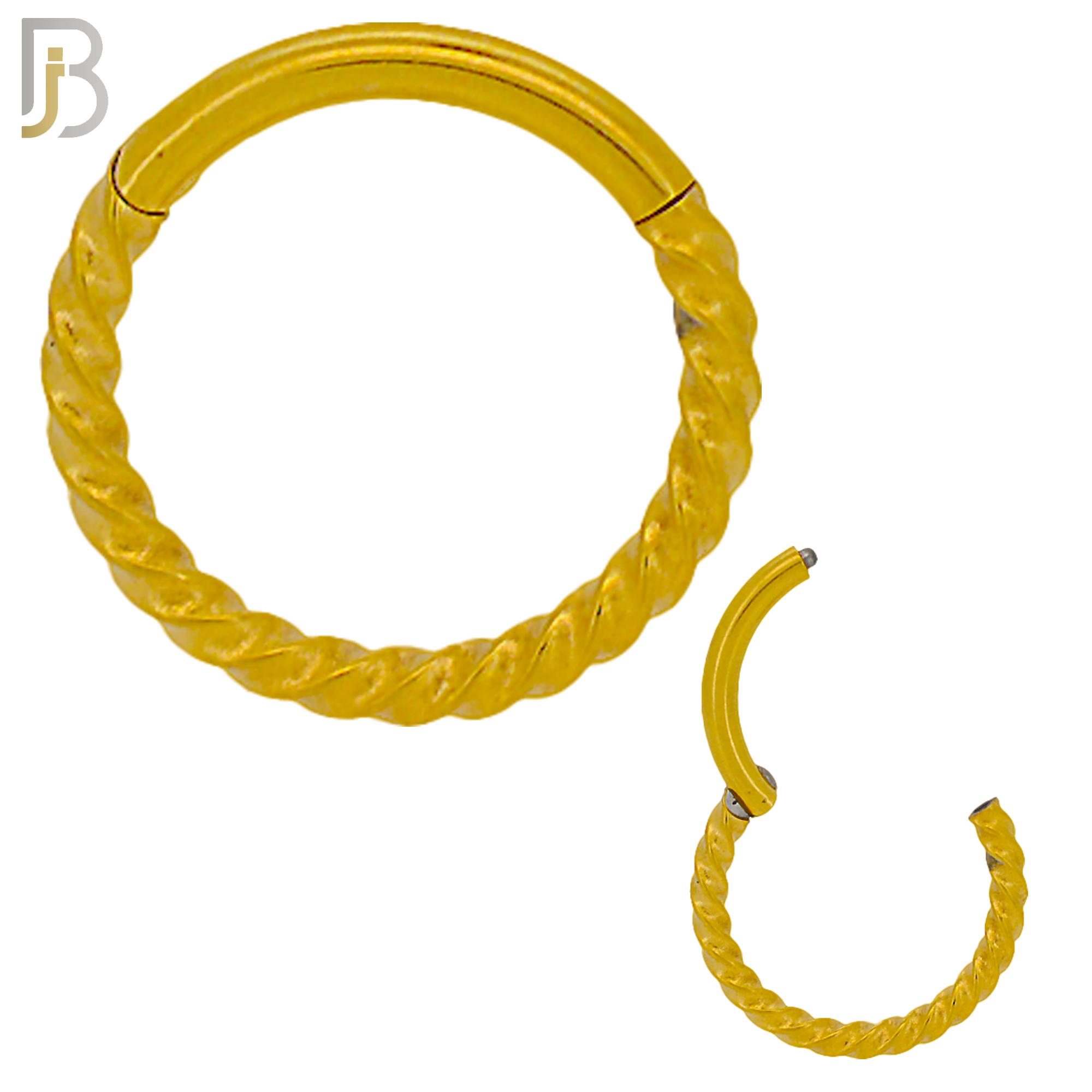 CT91 -  316 Stainless Steel Hinged Hoop Twisted Rope Nose Rings (PACK OF 6) image 1