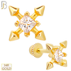 14-TB46 - 14k Yellow Gold Crossed Spears with CZ Center Tragus Barbell with Baby Screw Backing image