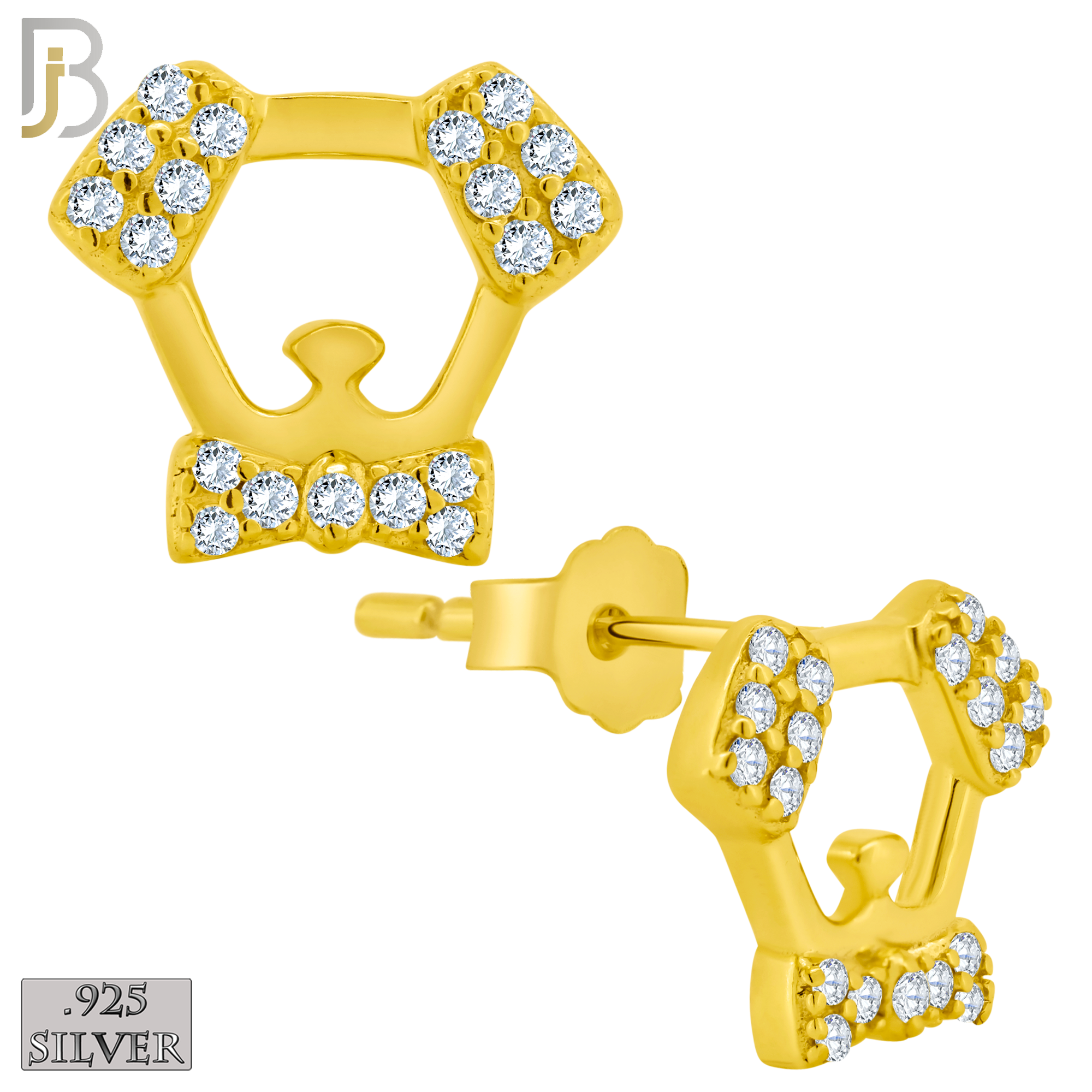 925-ES382 - .925 Sterling Silver Schnauzer Dog with CZ Stud Earrings image 2