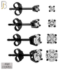 925-ES71-KC - .925 Sterling Silver Black Plated Earring Stud Casting Round Prong Setting Clear Zircon image 0