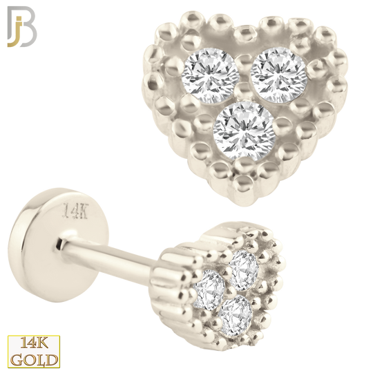 14-LB18Y - 14k Yellow Gold Labret Heart Design with Zircon image 1