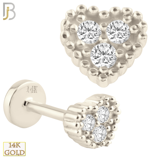 14-LB18Y - 14k Yellow Gold Labret Heart Design with Zircon image 1