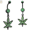 N002 - 316L Stainless Steel Dangling Marijuana Leaf Sandpaper Design Belly Ring with 4mm Screw Ball image 3