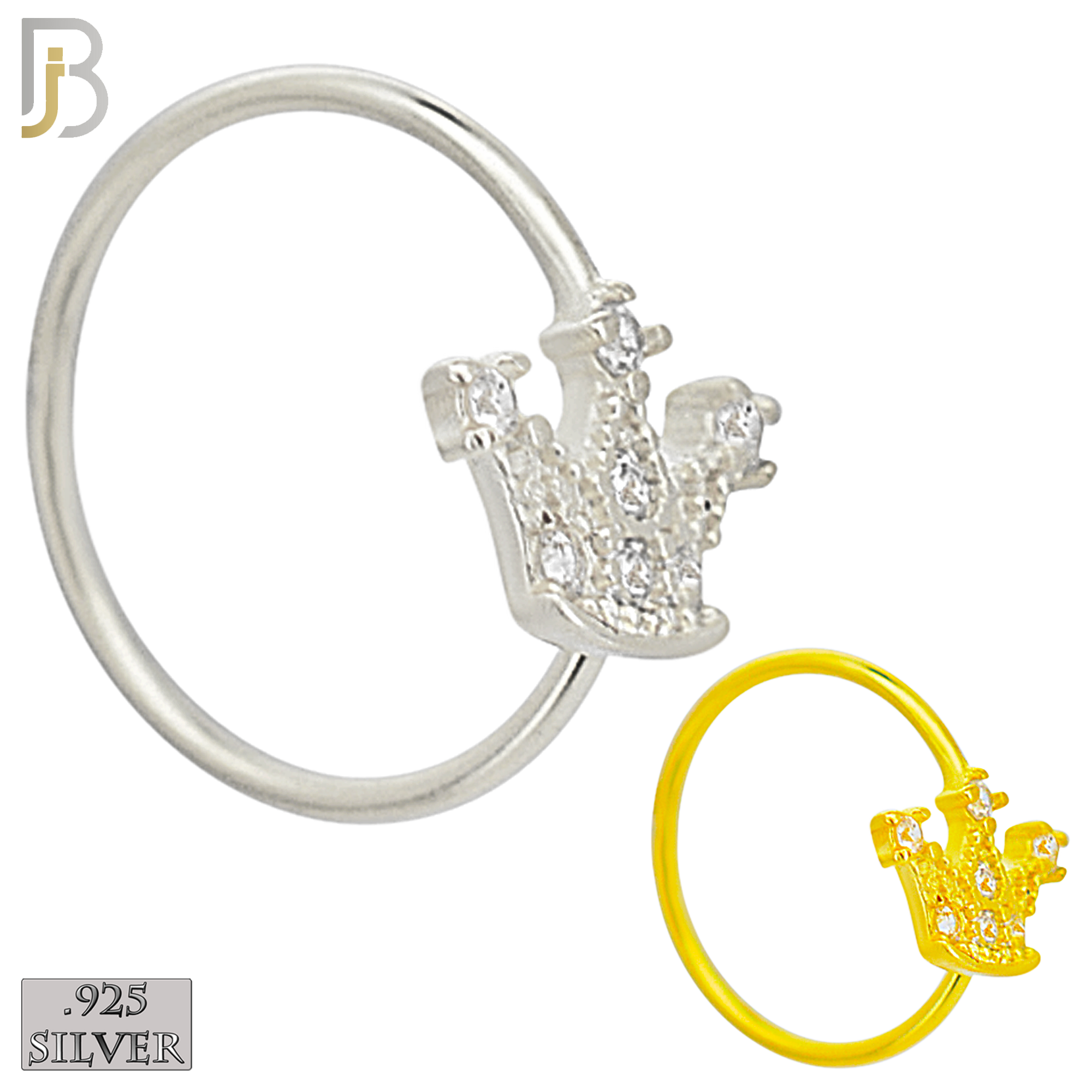 925-CT119-  925 Sterling Silver Crown Hoop with Multi CZ (Pack of 6) image 0
