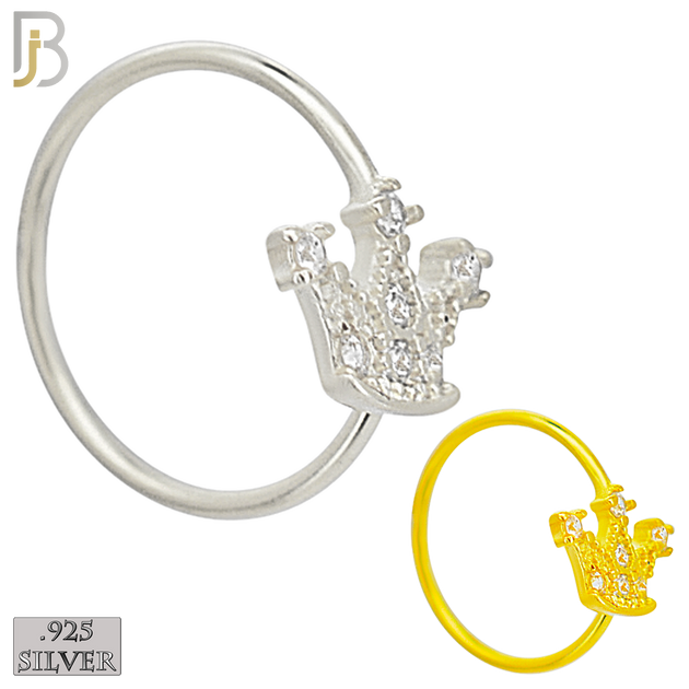 925-CT119-  925 Sterling Silver Crown Hoop with Multi CZ (Pack of 6) image 0