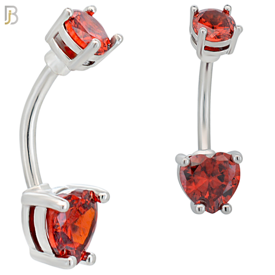 NB06S - 316L Stainless Steel Heart Prong Setting Zircon  Banana Belly Navel Ring (PACK OF 6) image 4