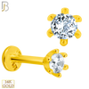 14-LB54 - 14k Yellow Gold 16g Labret with Round Zircon in Six Prong Setting image 1