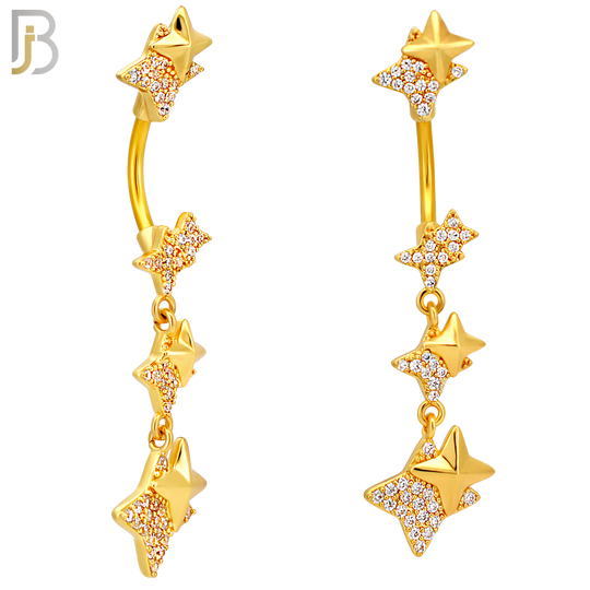N0149 - 316L Surgical Steel Dangling Double North Star Belly Ring image 3