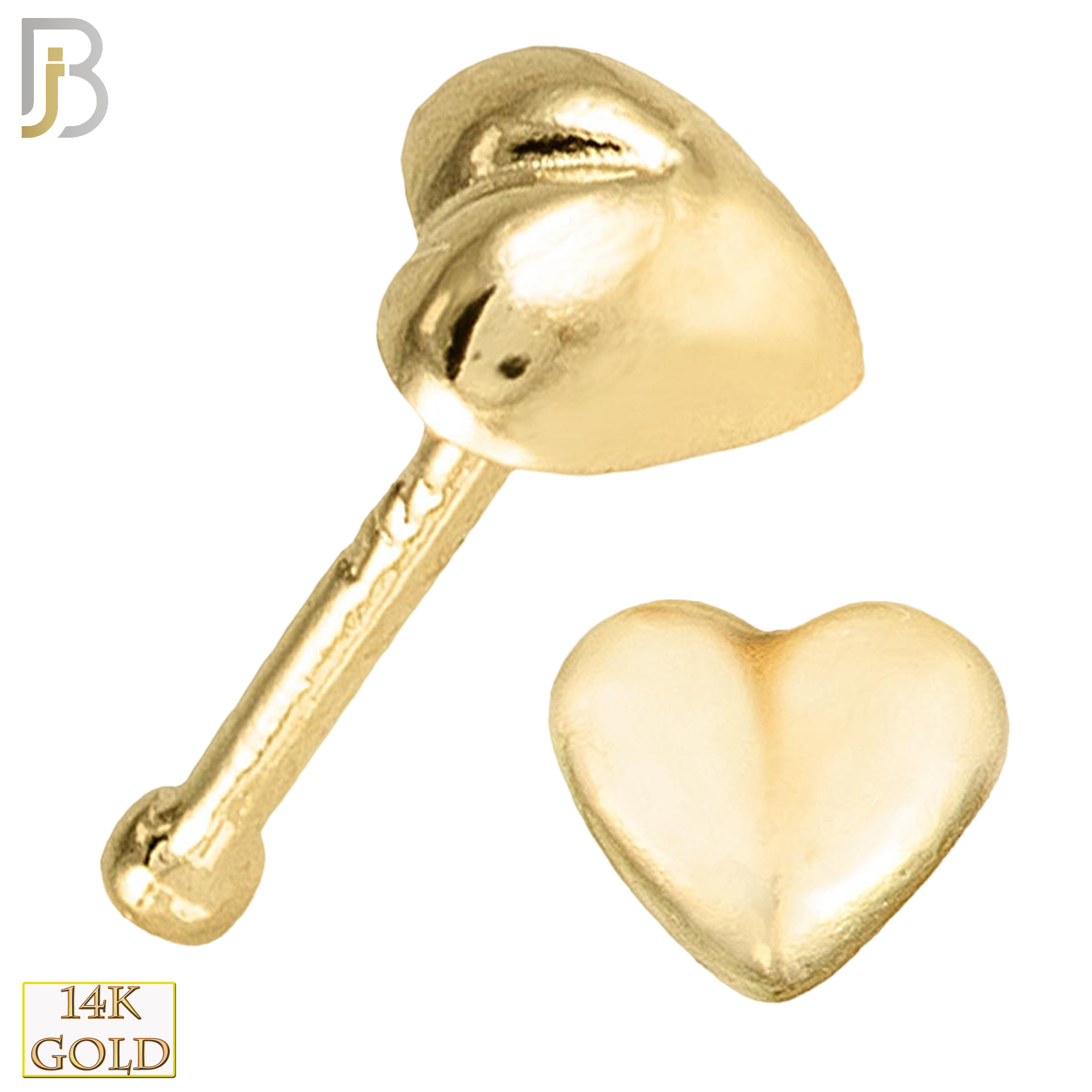14-NR12 - 14k Solid Gold Curved Heart Nose Bone image 0