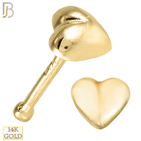 14-NR12 - 14k Solid Gold Curved Heart Nose Bone image 0