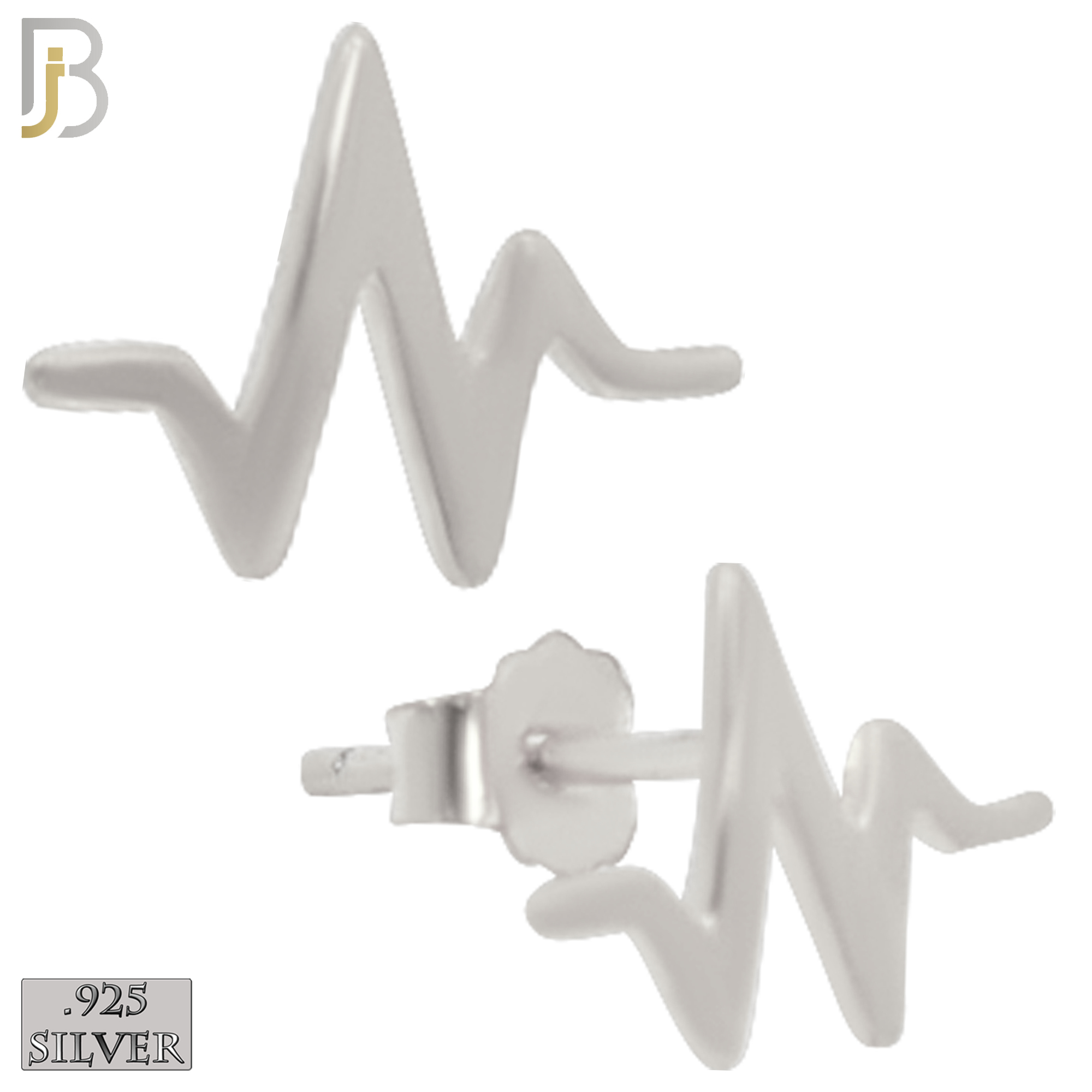 925-ES234 – .925 Sterling Silver Heartbeat Design Earring Stud image 1