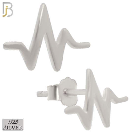 925-ES234 – .925 Sterling Silver Heartbeat Design Earring Stud image 1