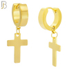 ES14 - 316L Stainless Steel Dangling Cross Design Huggies Clip On image 2