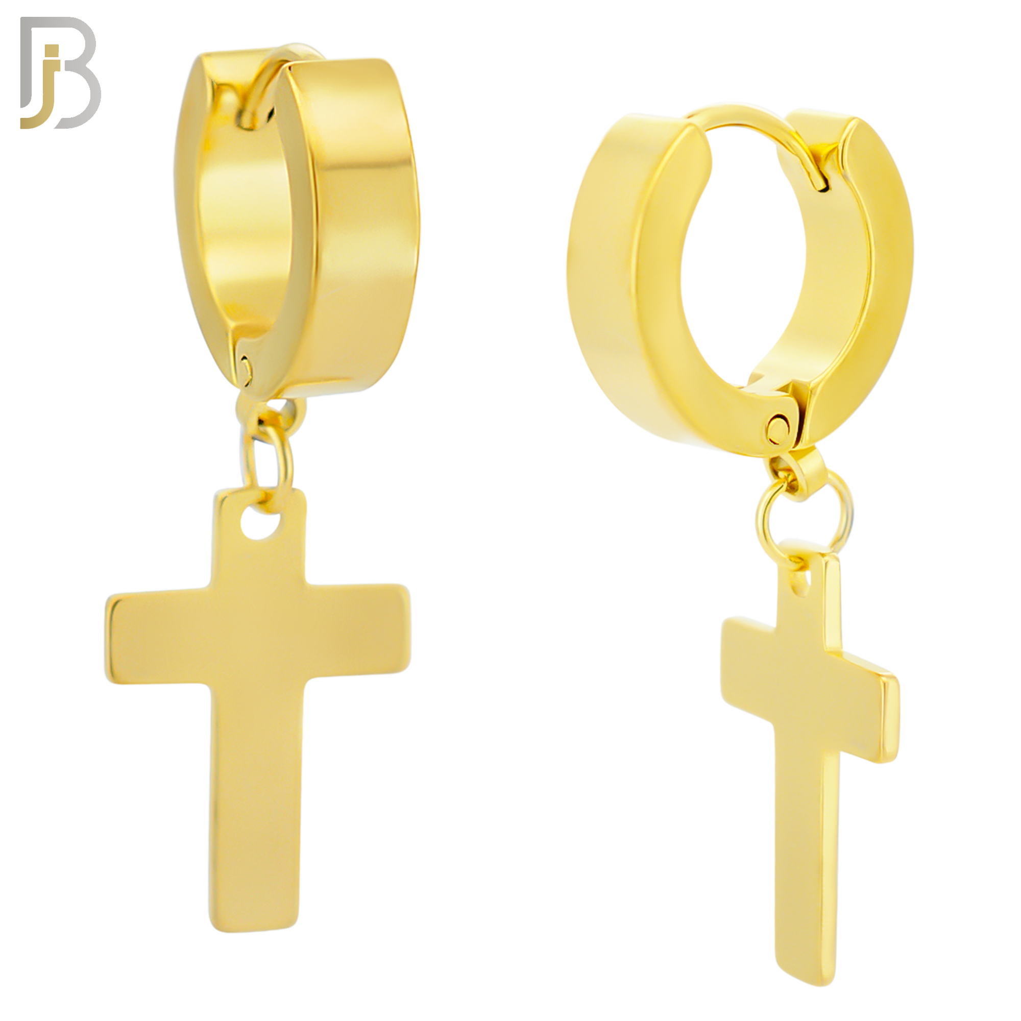 ES14 - 316L Stainless Steel Dangling Cross Design Huggies Clip On image 2
