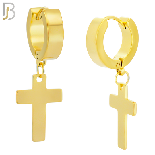 ES14 - 316L Stainless Steel Dangling Cross Design Huggies Clip On image 2
