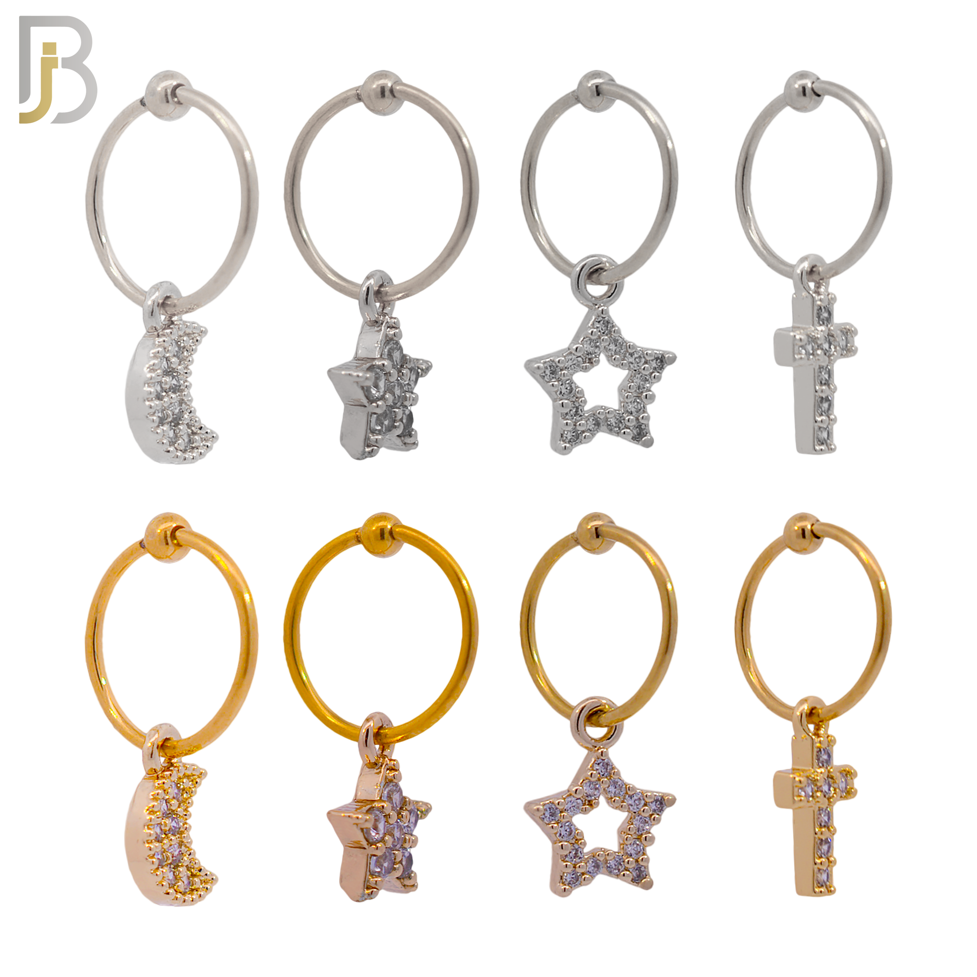 PK-HX05M - 316L Surgical Steel Different Dangling  Designs Helix Hoop Piercing with CZ image 1