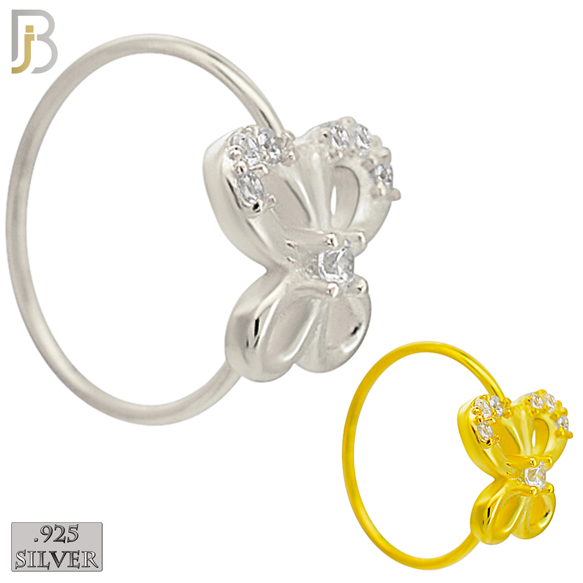 925-CT100 -  925 Sterling Silver Butterfly Hoops with Cubic Zirconia (Pack of 6) image 0