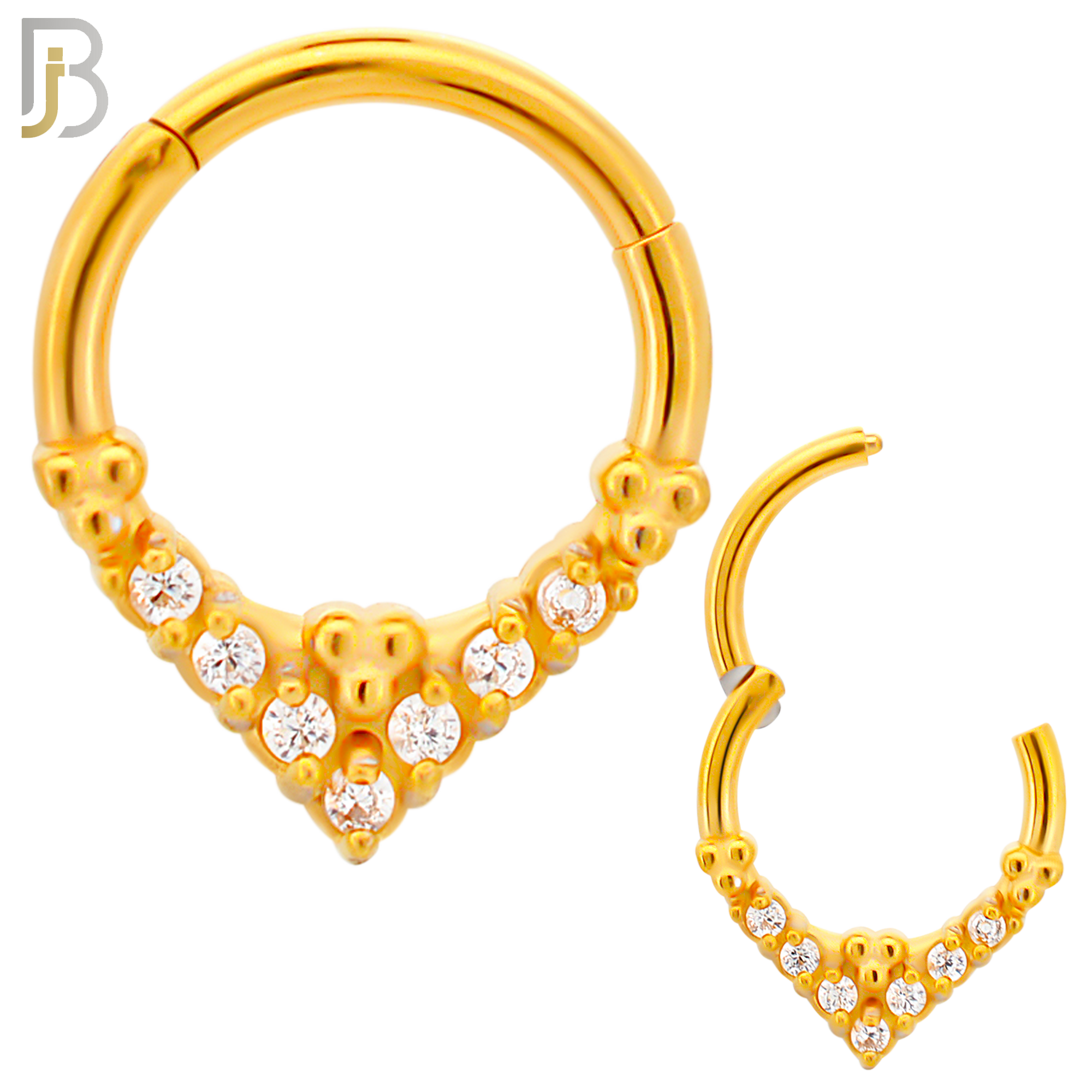 CT121 - 316 Surgical Steel CZs and Beads Cluster Hinged Hoop (Pack of 6) image 2