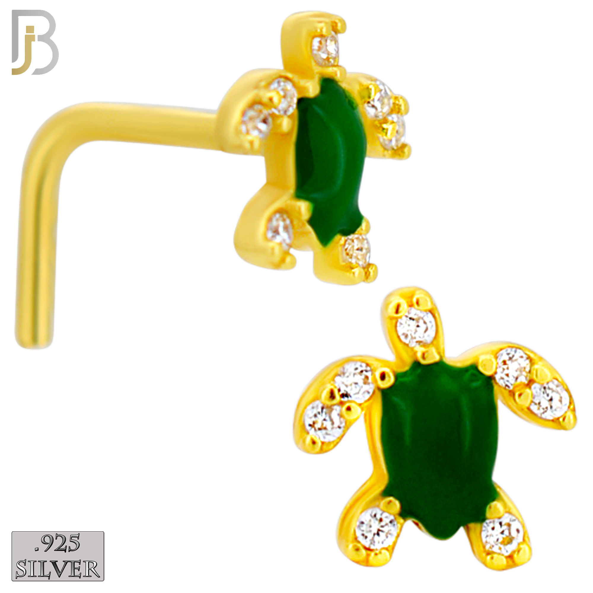 925-NR122L - 925 Silver Turtle Shape with Enamel L-Shape - Pack of 6 image 1