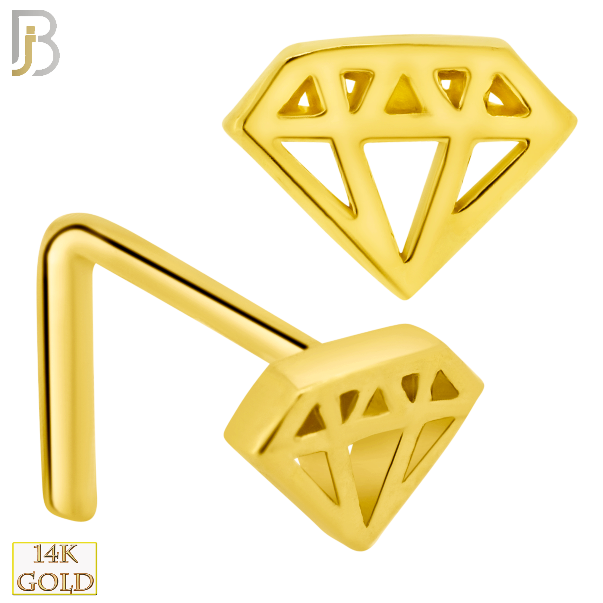 14-NR50L - 14k Solid Gold L-Shape Diamond Design image 0