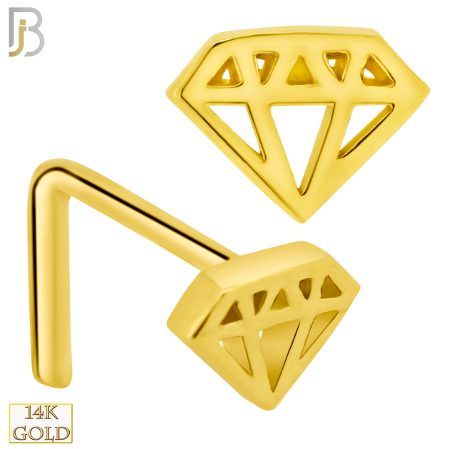 14-NR50L - 14k Solid Gold L-Shape Diamond Design image 0