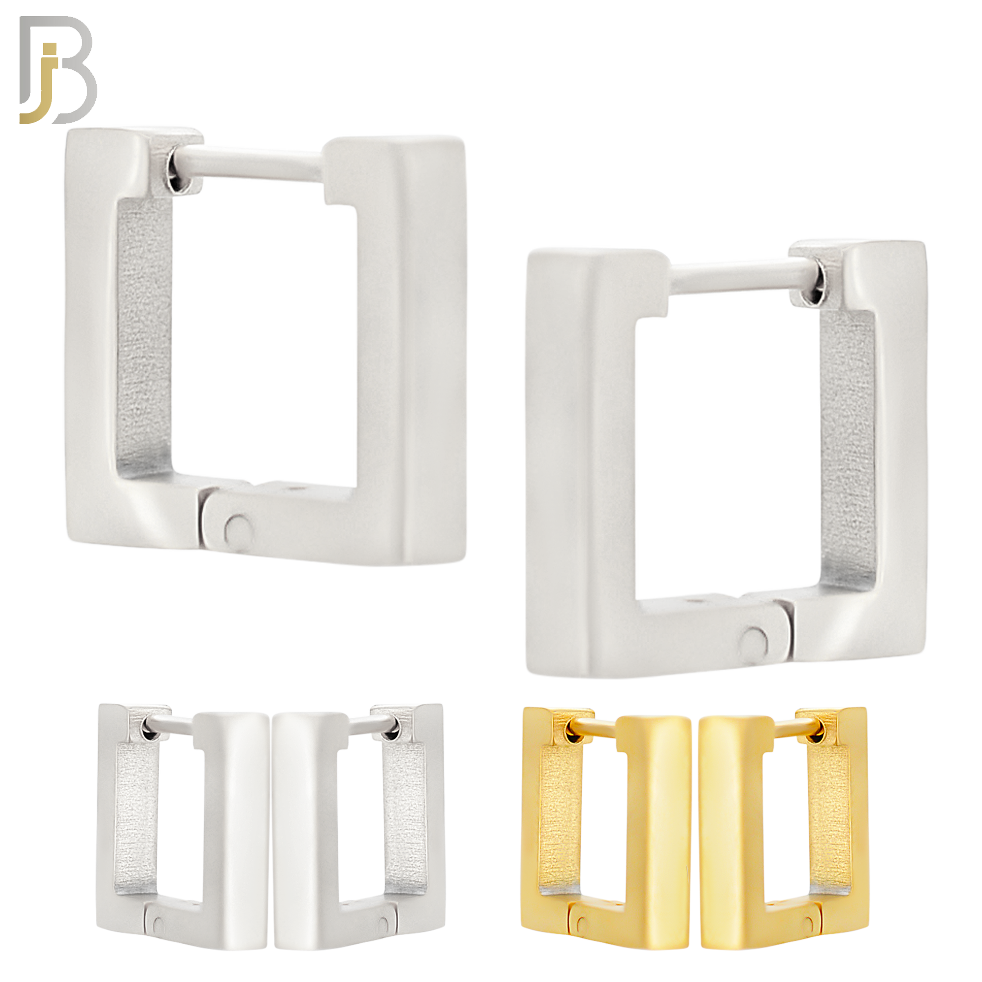 ES174 - 316L Stainless Steel Plain Huggies Square Shape  Clip On image 0