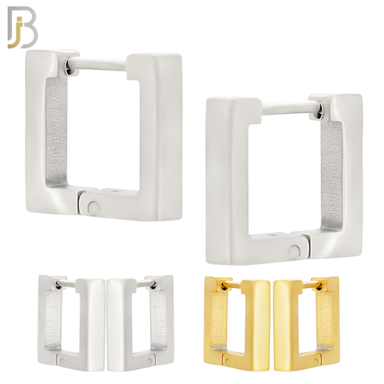 ES174 - 316L Stainless Steel Plain Huggies Square Shape  Clip On image 0