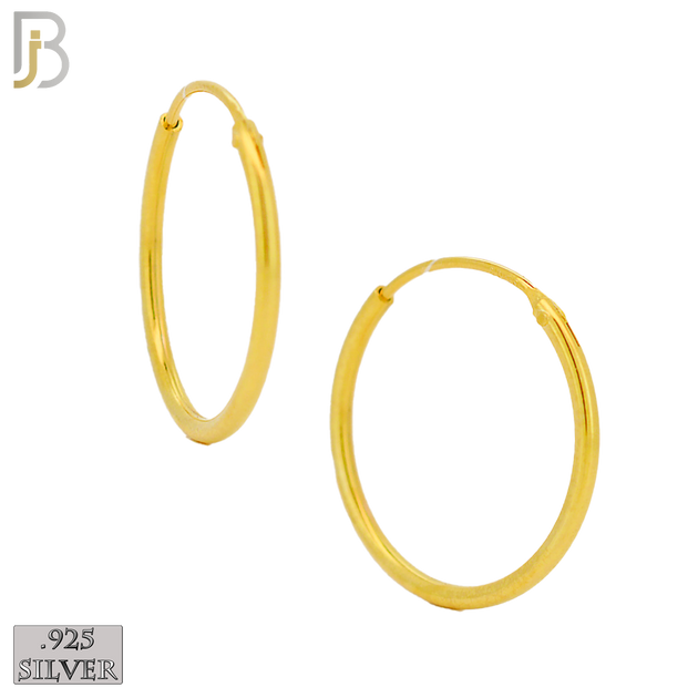 925-ES310G - .925 Sterling Silver in Gold Plating Plain Hoop Earrings image 7