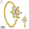 925-CT31 - 925 Sterling Silver Flower Design Nose Hoops 22g Thick 8mm wide (PACK OF 6) image 1