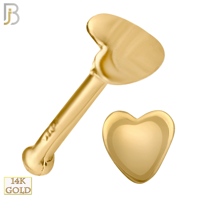 14-NR24BY - 14k Solid Gold Nose Bone Plain Heart Design image 0