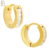 ES131 - Stainless Steel Huggies Hoops Earrings with Square Zircon image 3