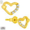 925-ES207 - Push Back - .925 Sterling Silver Heart Design Earring Stud with Clear Zircon image 2