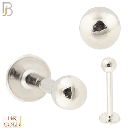 14-LB01 - 14k Solid Gold 16g Thickness Plain Externally Ball Labret image 1