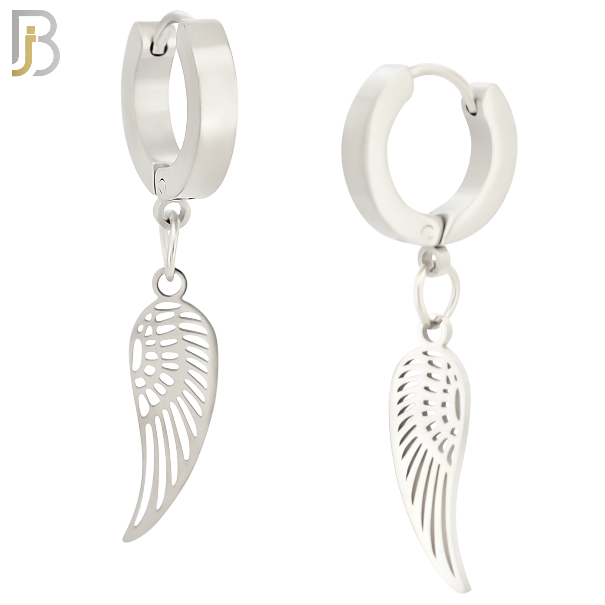 ES21 - 316L Stainless Steel Dangling Angel Wings Design Huggies Clip On image 1